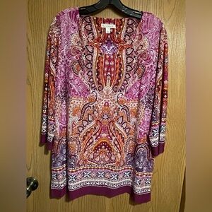 DB Paisley Print Tunic Top - Purple and Orange